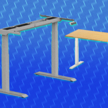 Flexispot desks on blue background