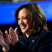 U.S. Vice President Kamala Harris speaks during the Democratic National Convention (DNC) on Thursday.