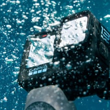 gopro hero13 black camera underwater with air bubbles