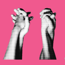 Hands of lovers holding together halftone collage elements set