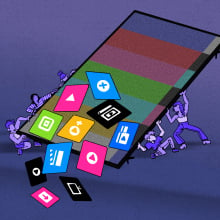 illustration of apps falling off a tv screen