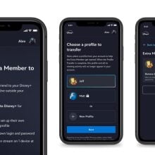 images of phone showing password sharing crackdown from disney+
