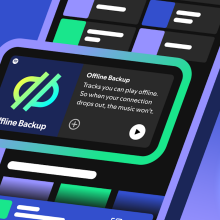 A graphic showing the Spotify "Offline Backup" playlist feature.