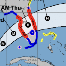 Hurricane Milton's storm track, as forecast on Oct. 8, 2024.