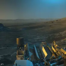 Curiosity viewing the Martian landscape