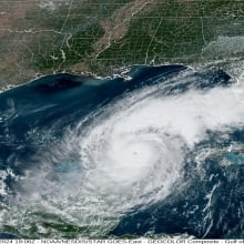 Satellite imagery of Hurricane Milton over the Gulf of Mexico.