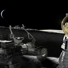 A NASA conception of future astronauts working on the lunar surface.