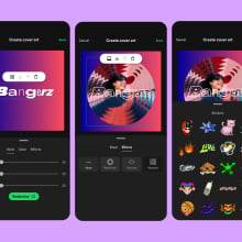 Three iPhone screens displaying the process of editing playlist cover art in the Spotify app. 