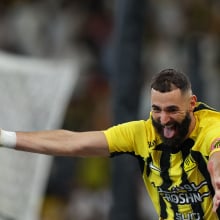 Karim Benzema of Al Ittihad celebrates after scoring