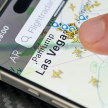 Flight map shown on an iPhone