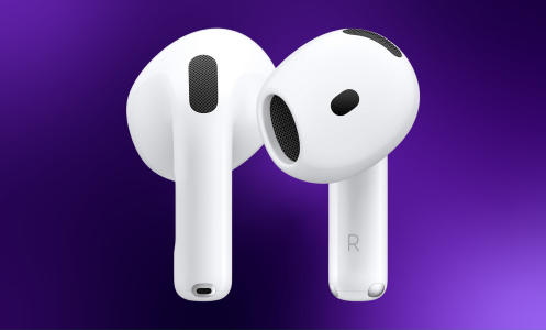 Apple Airpods 4 on a Purple gradient background