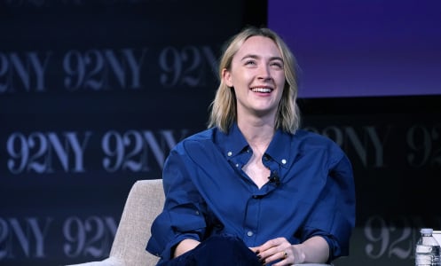 saoirse ronan onstage at a panel