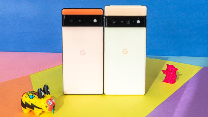 The Google Pixel 6 and Pixel 6 Pro smartphones. 