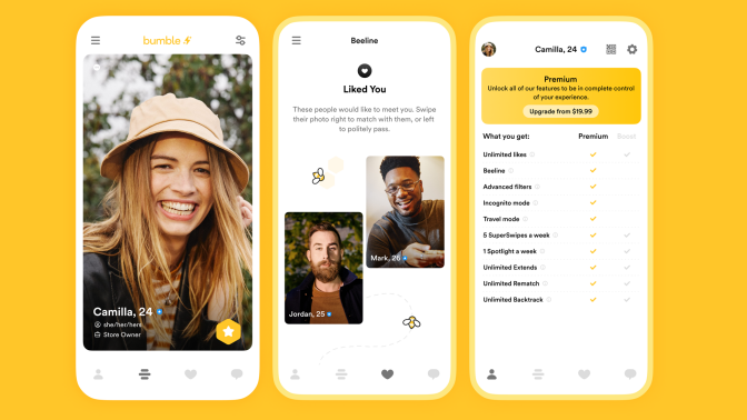 Bumble Premium's interface