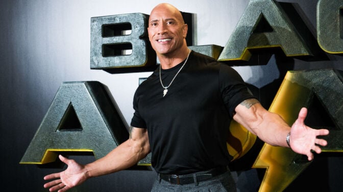 Actor Dwayne Johnson attends the "Black Adam" premiere at Cine Capitol on October 19, 2022 in Madrid, Spain.