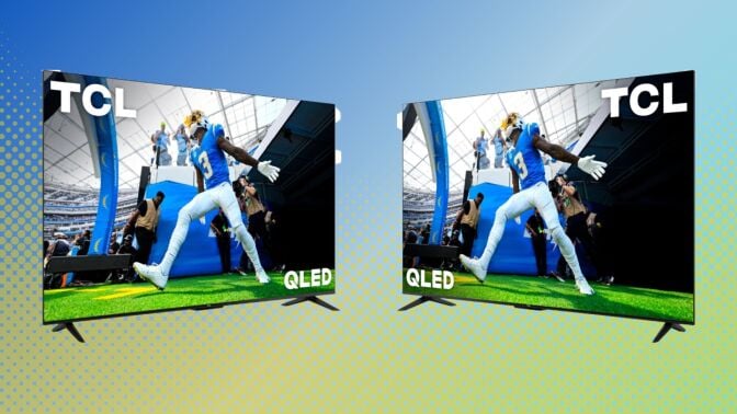 two 55-inch tcl q5 tvs facing each other