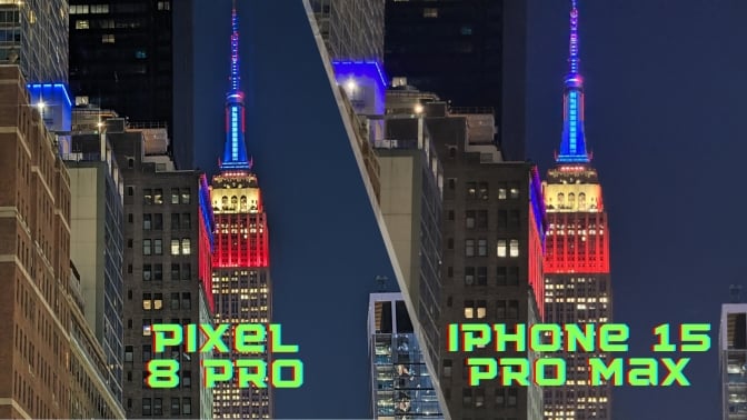 Empire State Building: iPhone 15 Pro Max vs. Google Pixel 8 Pro