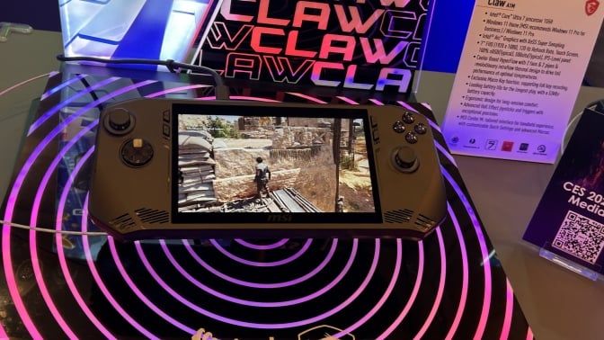 MSI Claw gaming handheld on display