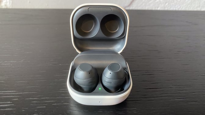 open earbuds charging case with earbuds inside