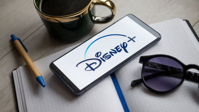 Disney Plus logo on phone screen