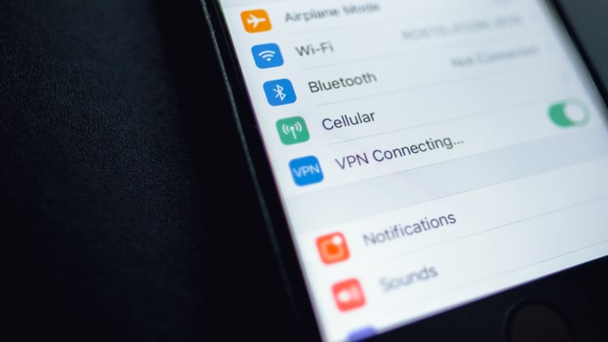 VPN settings on an iPhone