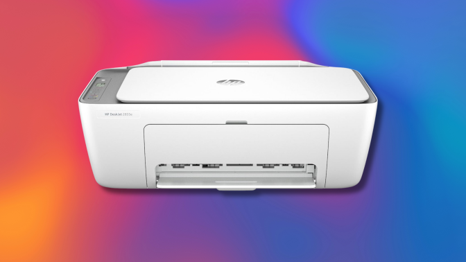 hp printer against a colorful background