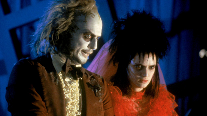 Michael Keaton and Winona Ryder as Beetlejuice and Lydia Deetz in 'Beetlejuice'