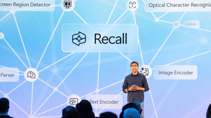 Microsoft Corporate Vice President, Windows and Devices Pavan Davuluri speaks about Recall during the Microsoft May 20 Briefing event