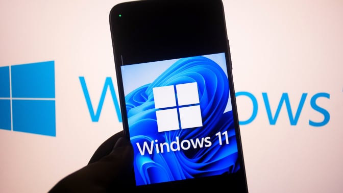 Windows 11 logo on smartphone