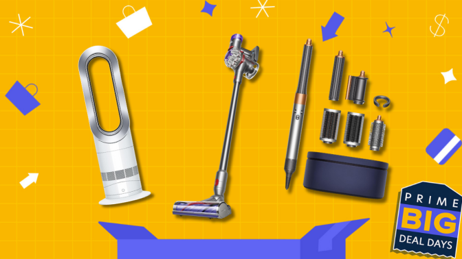 dyson products against a yellow background 