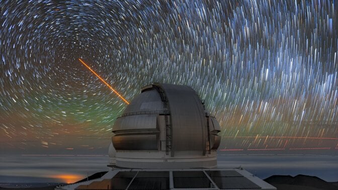 The Gemini North telescope atop Hawaii’s lofty volcano Mauna Kea.