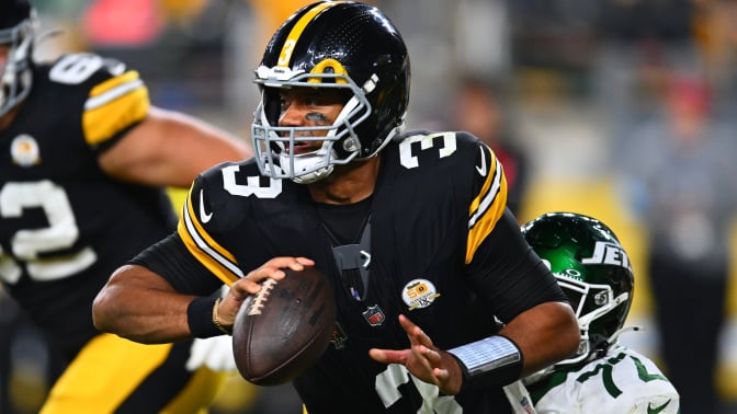 Russell Wilson of the Pittsburgh Steelers is tackled