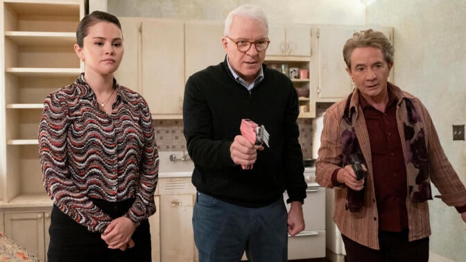 Selena Gomez, Steve Martin, and Martin Short in "Only Murders in the Building."