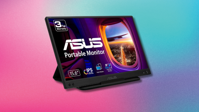 ASUS ZenScreen against a colorful background 