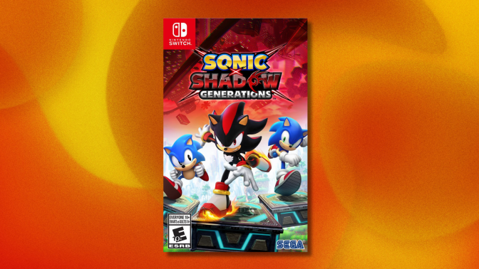  Sonic X Shadow Generations for Switch on orange and yellow abstract background