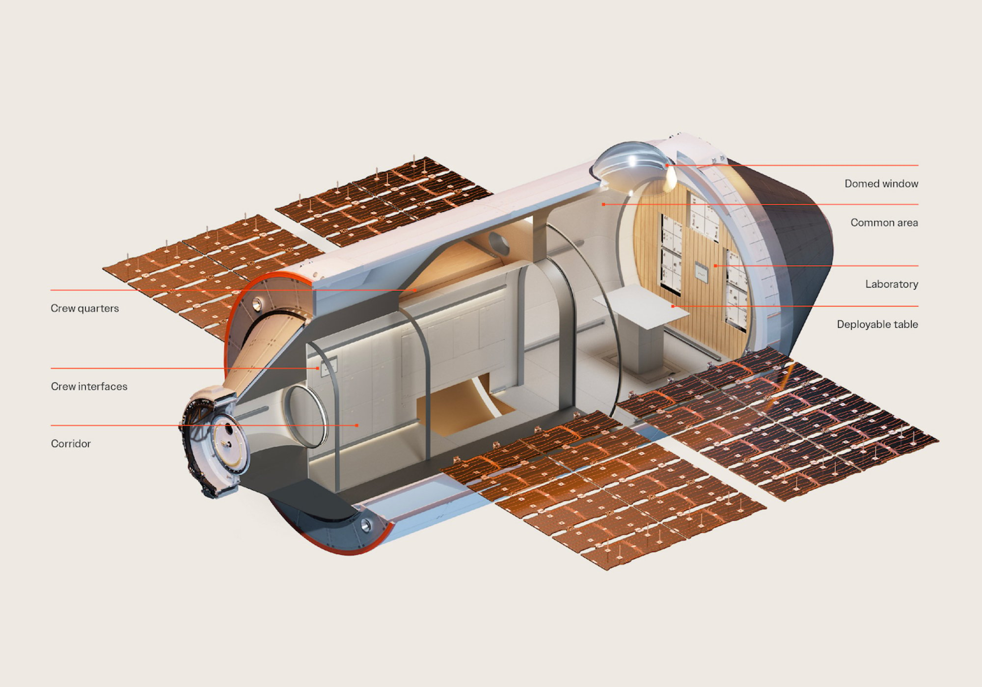 The interior layout of the Haven-1 capsule.