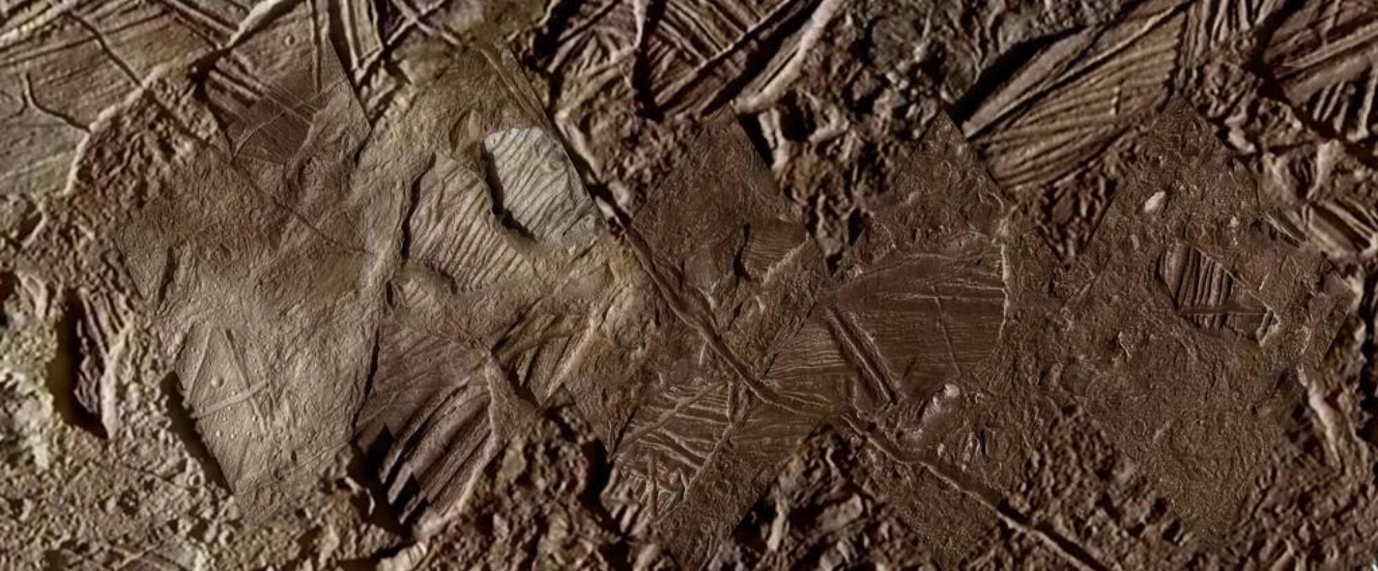 A region on Europa called Conamara, which demonstrates the icy moon's chaotic surface.