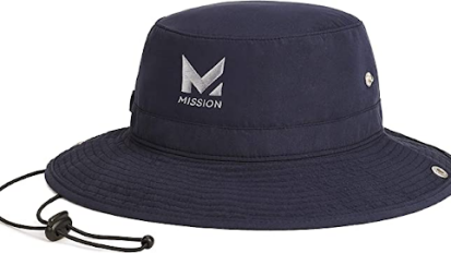 a navy blue hat against a white background